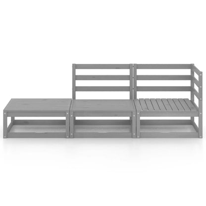 Set Divani da Giardino 3 pz Grigio in Legno Massello di Pino - homemem39