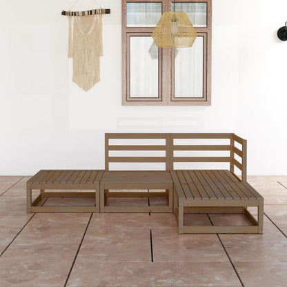 Set Divani da Giardino 4 pz Miele in Legno Massello di Pino - homemem39