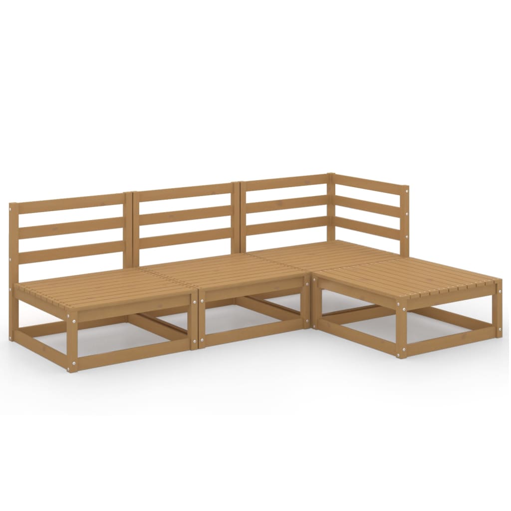 Set Divani da Giardino 4 pz Miele in Legno Massello di Pino - homemem39