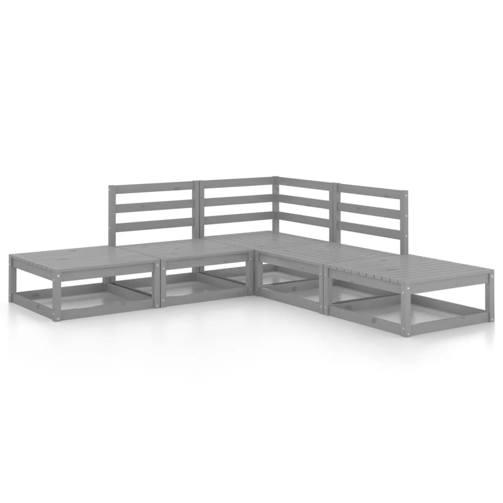 Set Divani da Giardino 5 pz Grigio in Legno Massello di Pino - homemem39