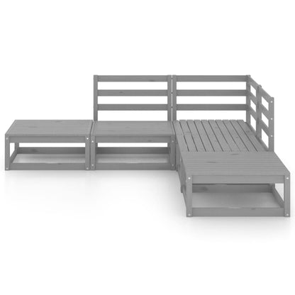 Set Divani da Giardino 5 pz Grigio in Legno Massello di Pino - homemem39