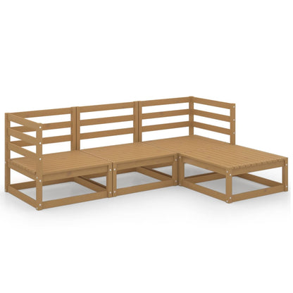 Set Divani da Giardino 4 pz Miele in Legno Massello di Pino - homemem39