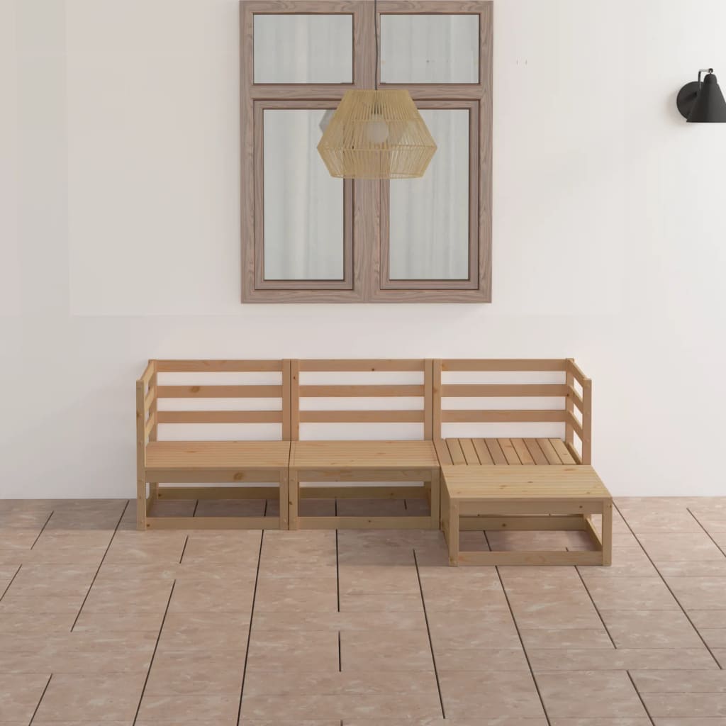 Set Divani da Giardino 4 pz Miele in Legno Massello di Pino - homemem39