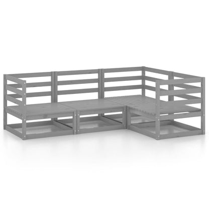 Set Divani da Giardino 4 pz Grigio in Legno Massello di Pino - homemem39