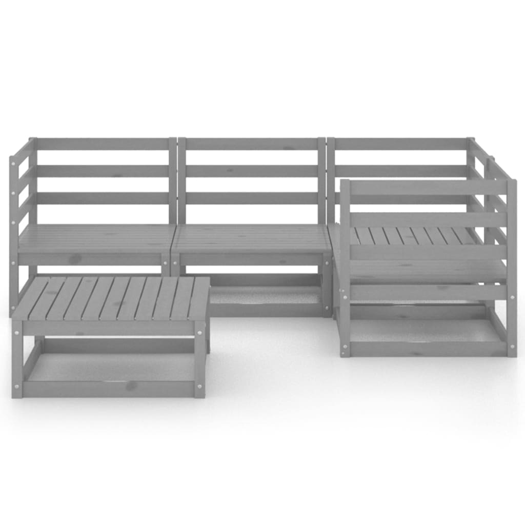 Set Divani da Giardino 5 pz Grigio in Legno Massello di Pino - homemem39