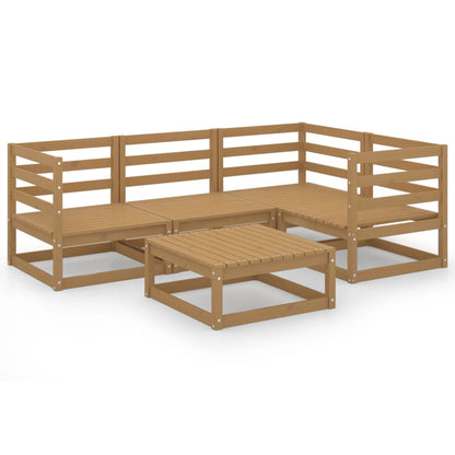 Set Divani da Giardino 5 pz Miele in Legno Massello di Pino - homemem39