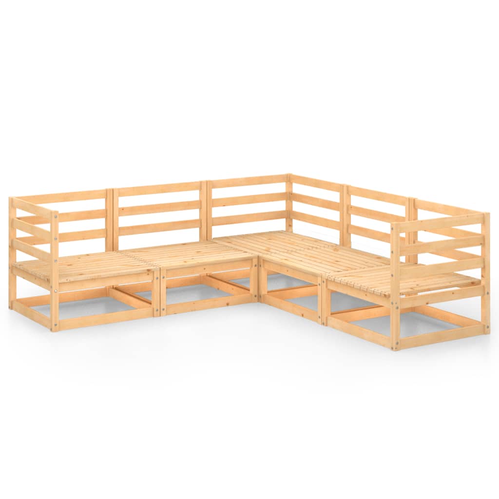 Set Divani da Giardino 5 pz in Legno Massello di Pino - homemem39