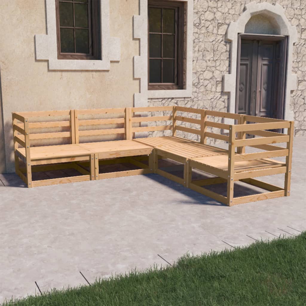 Set Divani da Giardino 5 pz in Legno Massello di Pino - homemem39