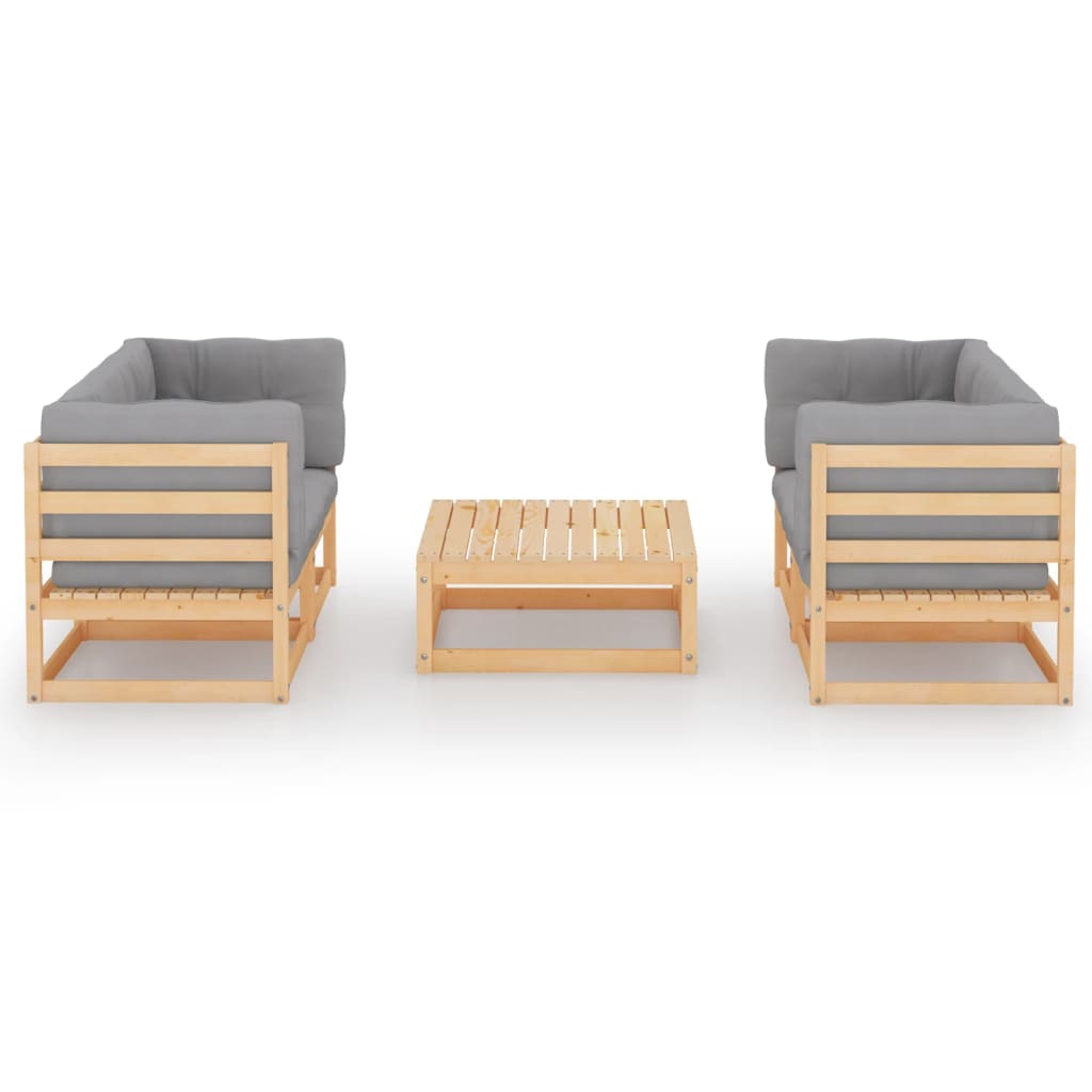 Set Divani da Giardino 5 pz con Cuscini Legno Massello di Pino - homemem39