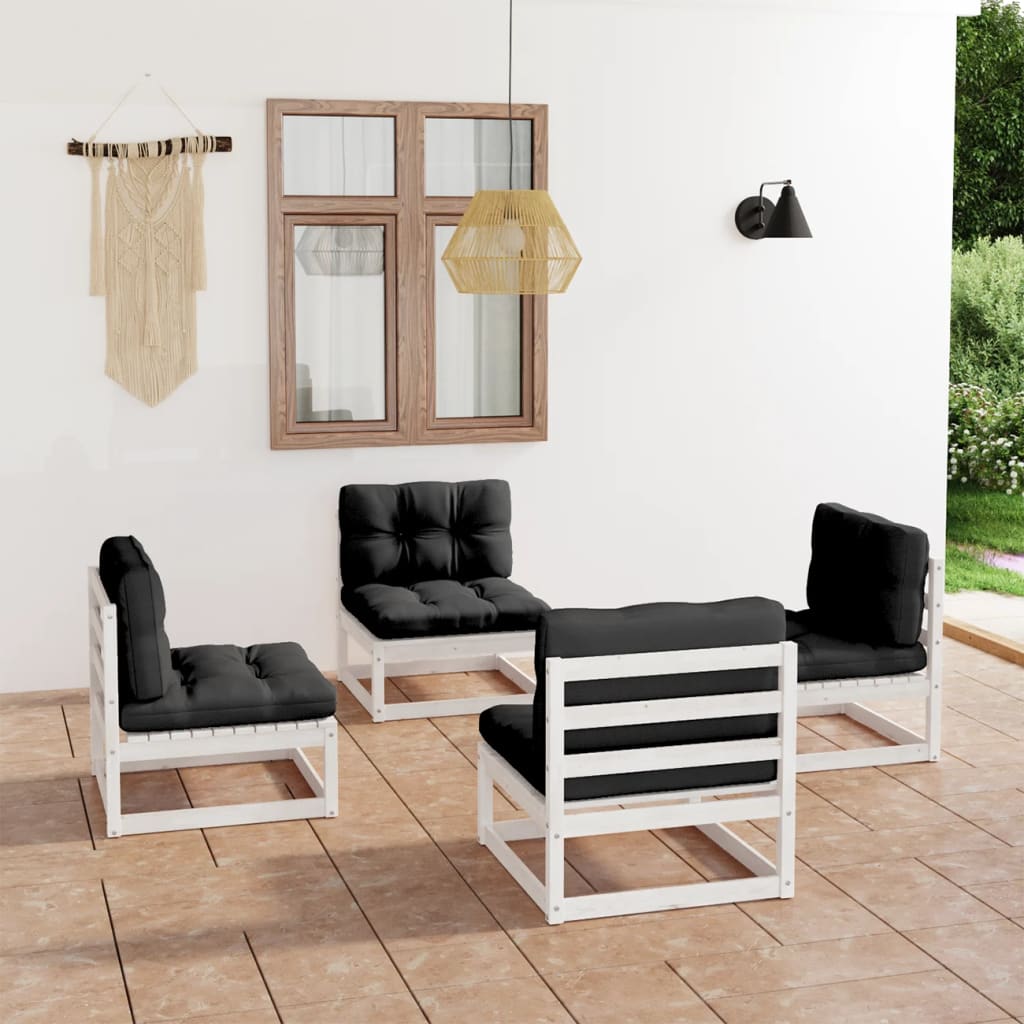 Set Divani da Giardino 4 pz con Cuscini Legno Massello Pino - homemem39