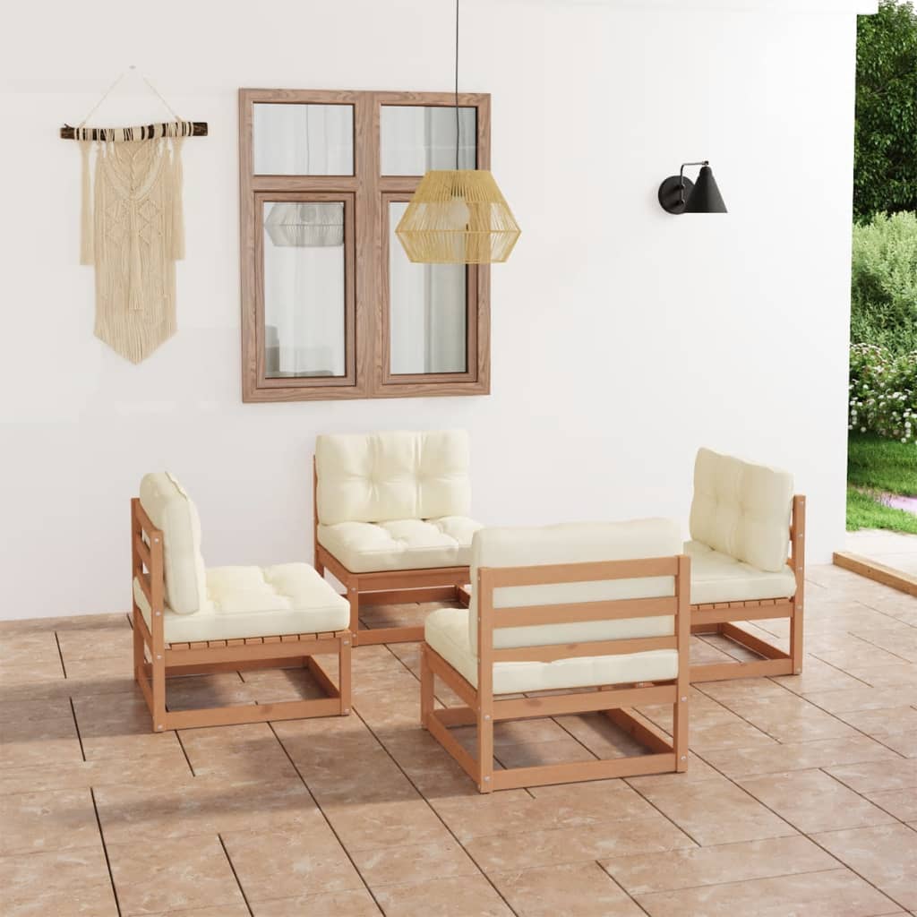 Set Divani da Giardino 4 pz con Cuscini Legno Massello Pino - homemem39