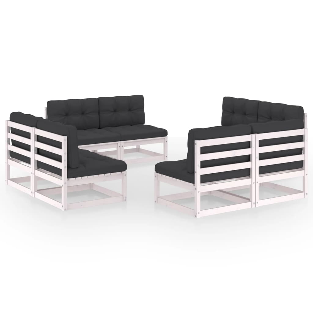 Set Divani da Giardino 8 pz con Cuscini Legno Massello Pino - homemem39