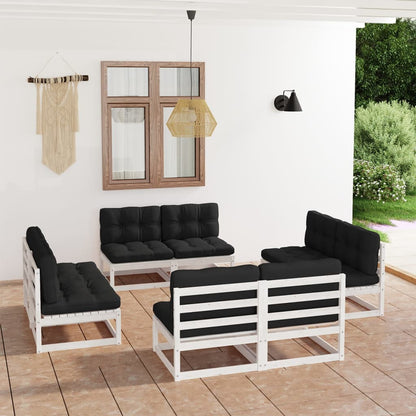 Set Divani da Giardino 8 pz con Cuscini Legno Massello Pino - homemem39