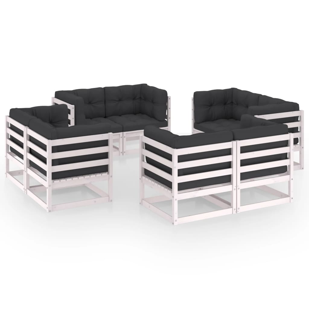 Set Divani da Giardino 8 pz con Cuscini Legno Massello Pino - homemem39