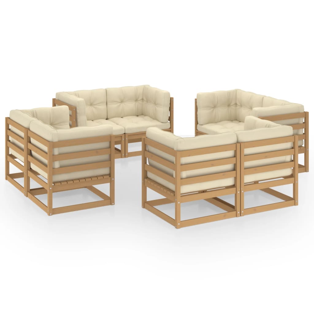 Set Divani da Giardino 8 pz con Cuscini Legno Massello Pino - homemem39