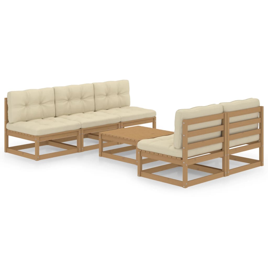 Set Divani da Giardino 6 pz con Cuscini Legno Massello di Pino - homemem39