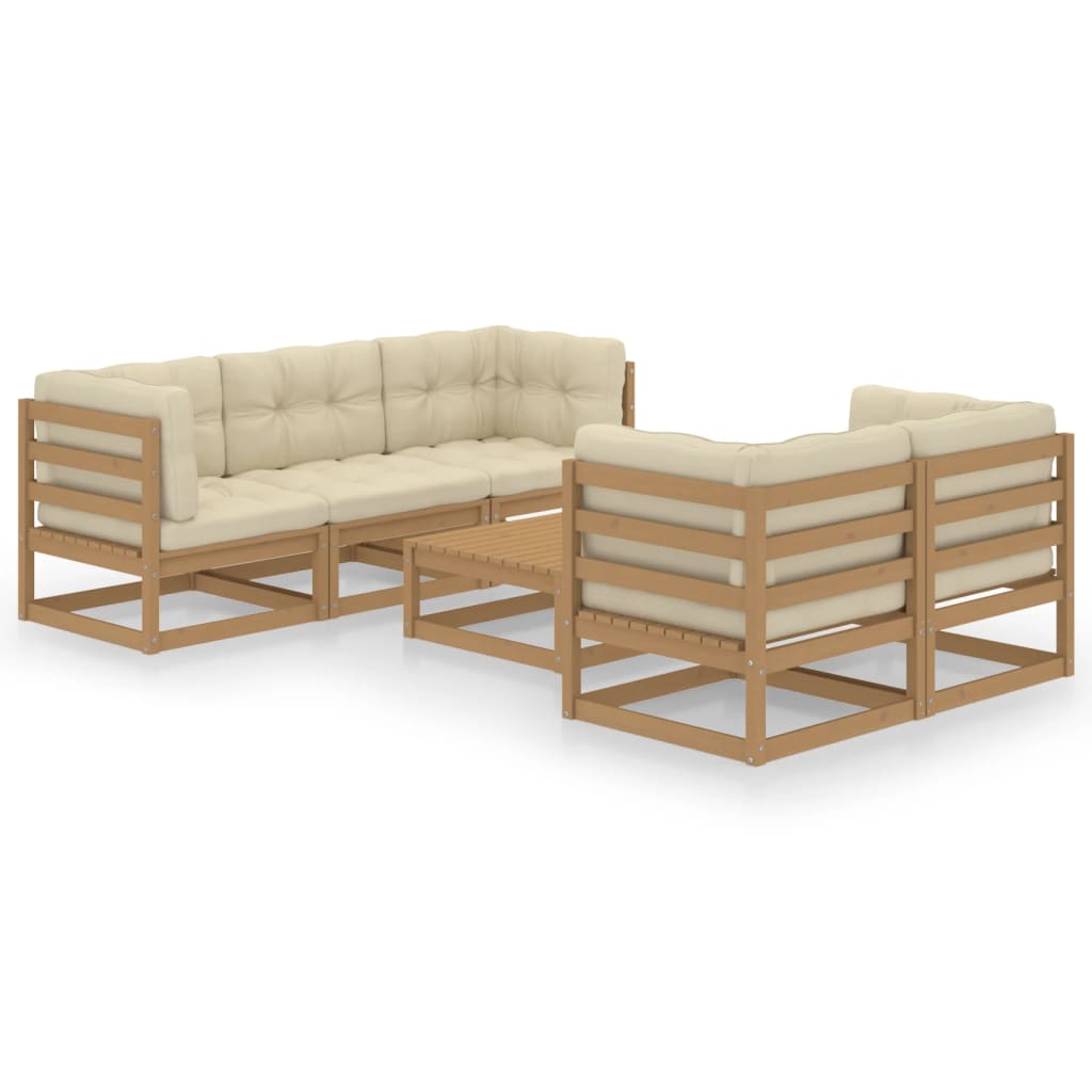 Set Divani da Giardino 6 pz con Cuscini Legno Massello di Pino - homemem39