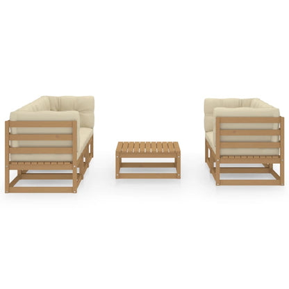 Set Divani da Giardino 6 pz con Cuscini Legno Massello di Pino - homemem39