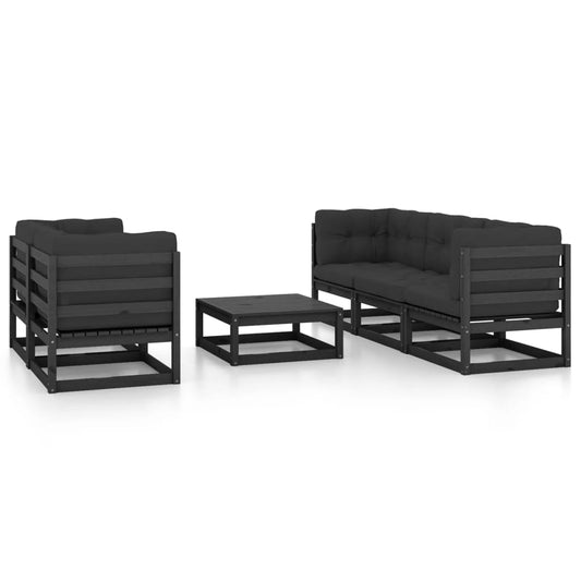 Set Divani da Giardino 6 pz con Cuscini Legno Massello di Pino - homemem39