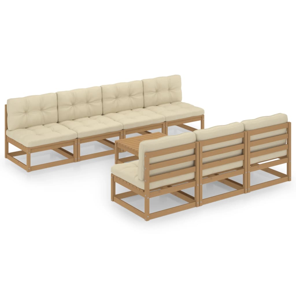 Set Divani da Giardino 8 pz con Cuscini Legno Massello di Pino - homemem39