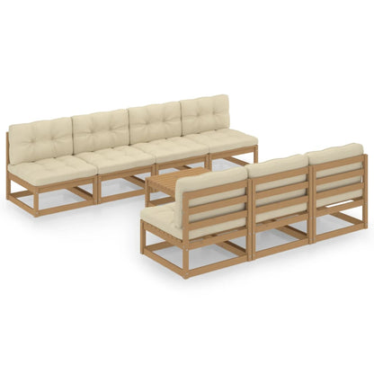 Set Divani da Giardino 8 pz con Cuscini Legno Massello di Pino - homemem39