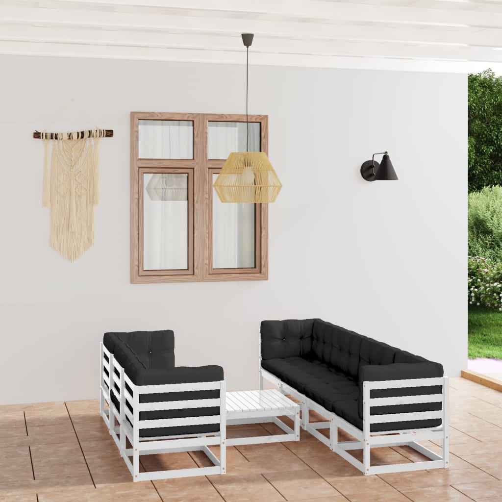 Set Divani da Giardino 8 pz con Cuscini Legno Massello di Pino - homemem39