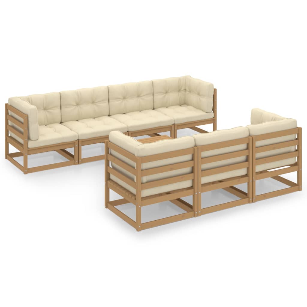 Set Divani da Giardino 8 pz con Cuscini Legno Massello di Pino - homemem39