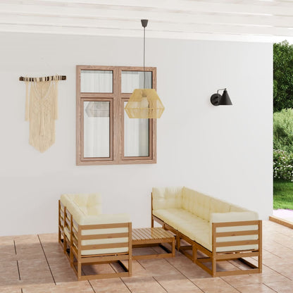 Set Divani da Giardino 8 pz con Cuscini Legno Massello di Pino - homemem39