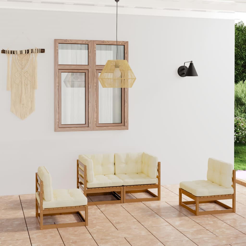 Set Divani da Giardino 4 pz con Cuscini Legno Massello Pino - homemem39