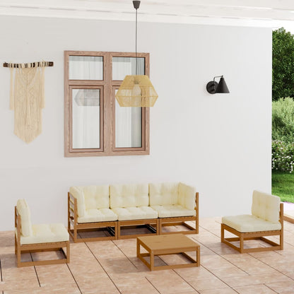 Set Divani da Giardino 6 pz con Cuscini Legno Massello di Pino - homemem39