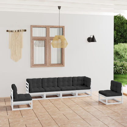 Set Divani da Giardino 6 pz con Cuscini Legno Massello Pino - homemem39