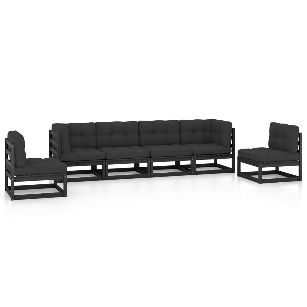 Set Divani da Giardino 6 pz con Cuscini Legno Massello Pino - homemem39