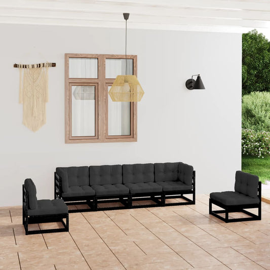 Set Divani da Giardino 6 pz con Cuscini Legno Massello Pino - homemem39