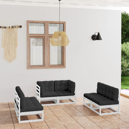 Set Divani da Giardino 6 pz con Cuscini Legno Massello Pino - homemem39