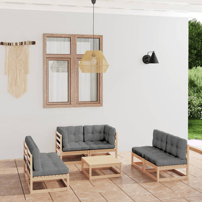 Set Divani da Giardino 7 pz con Cuscini Legno Massello di Pino - homemem39