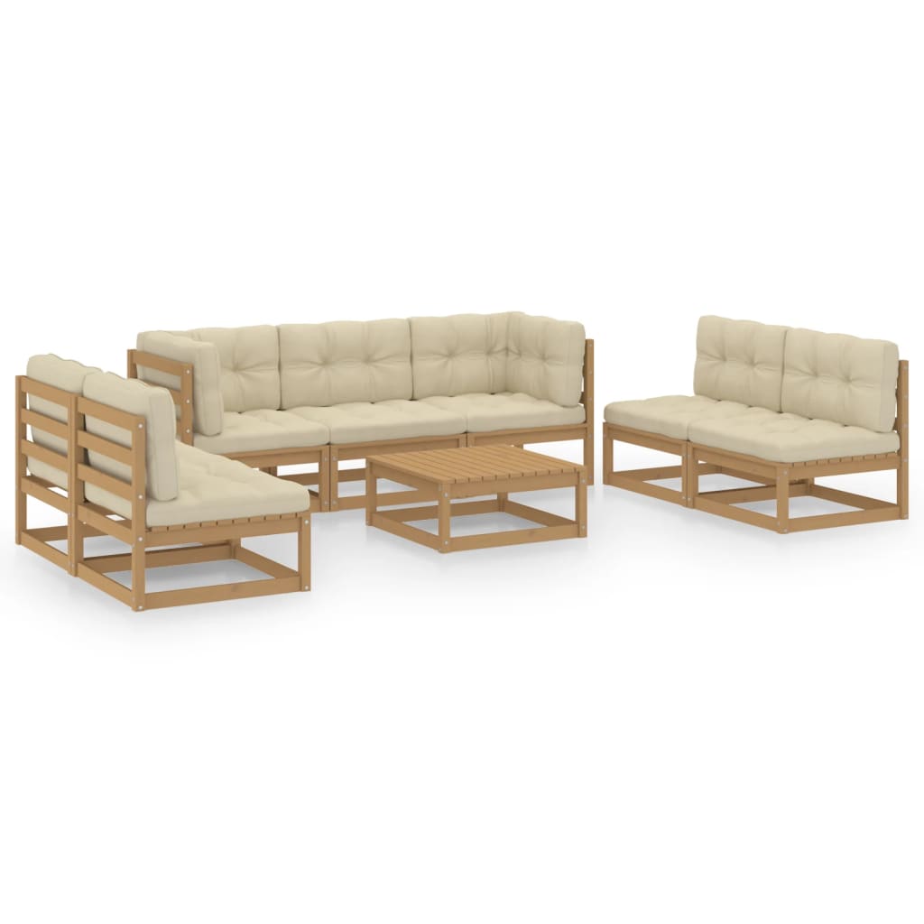 Set Divani da Giardino 8 pz con Cuscini Legno Massello di Pino - homemem39