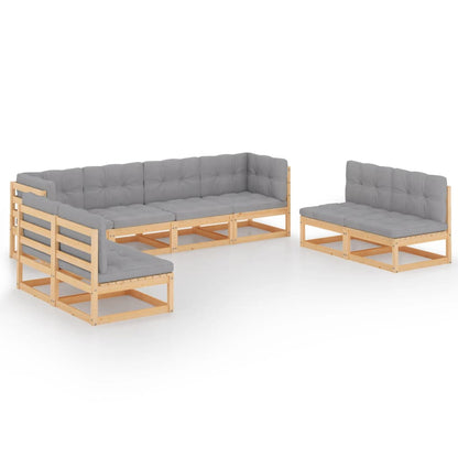 Set Divani da Giardino 8 pz con Cuscini Legno Massello Pino - homemem39