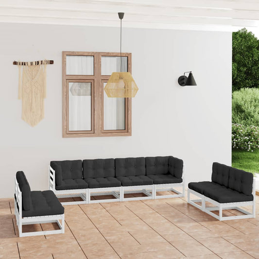 Set Divani da Giardino 8 pz con Cuscini Legno Massello Pino - homemem39