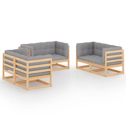 Set Divani da Giardino 6 pz con Cuscini Legno Massello Pino - homemem39