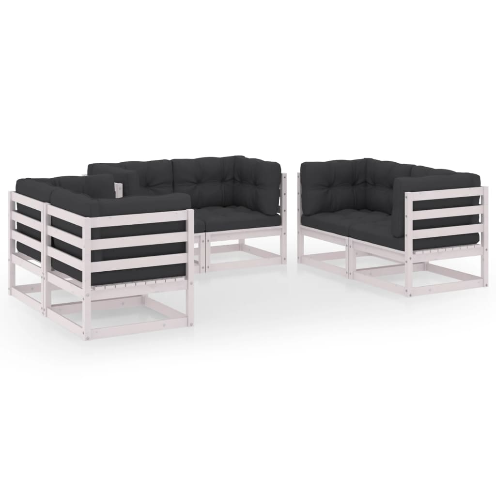 Set Divani da Giardino 6 pz con Cuscini Legno Massello Pino - homemem39