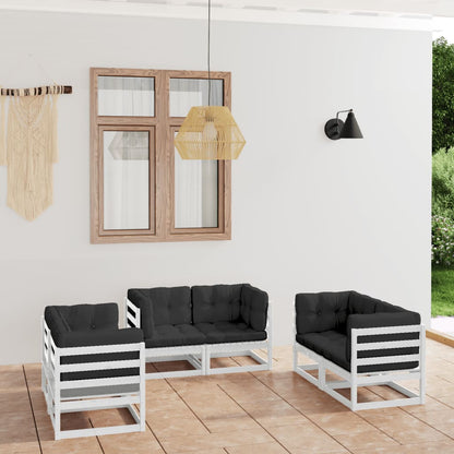 Set Divani da Giardino 6 pz con Cuscini Legno Massello Pino - homemem39