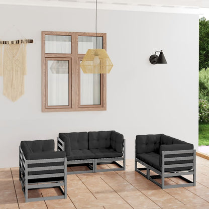 Set Divani da Giardino 6 pz con Cuscini Legno Massello Pino - homemem39