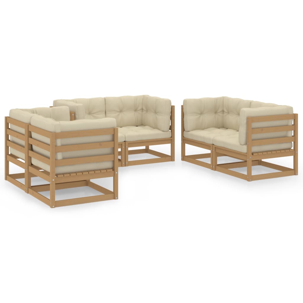 Set Divani da Giardino 6 pz con Cuscini Legno Massello Pino - homemem39