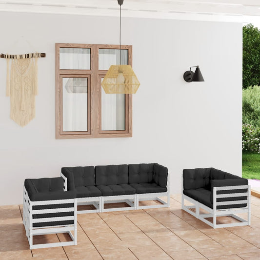 Set Divani da Giardino 7 pz con Cuscini Legno Massello di Pino - homemem39