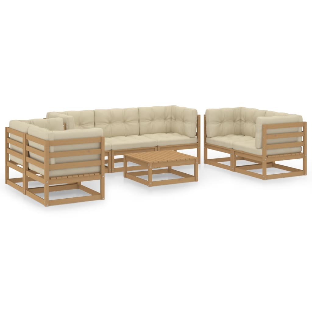 Set Divani da Giardino 8 pz con Cuscini Legno Massello di Pino - homemem39