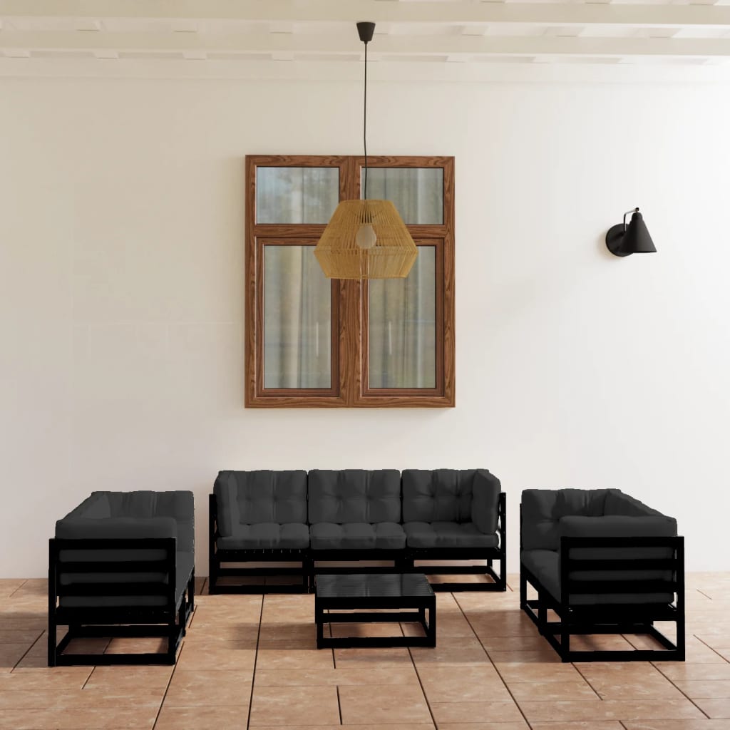 Set Divani da Giardino 8 pz con Cuscini Legno Massello di Pino - homemem39