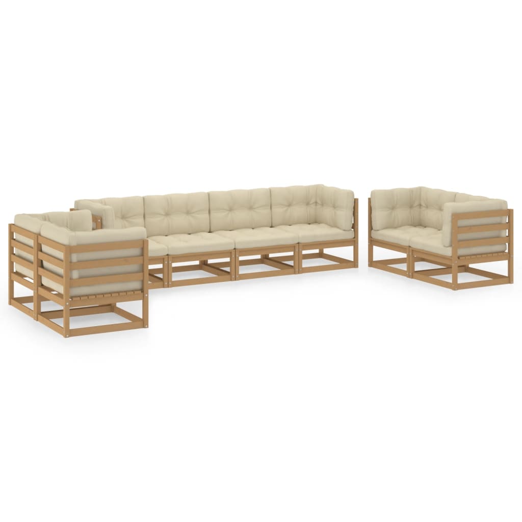 Set Divani da Giardino 8 pz con Cuscini Legno Massello di Pino - homemem39