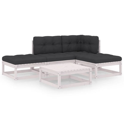 Set Divani da Giardino 5 pz con Cuscini Legno Massello Pino - homemem39