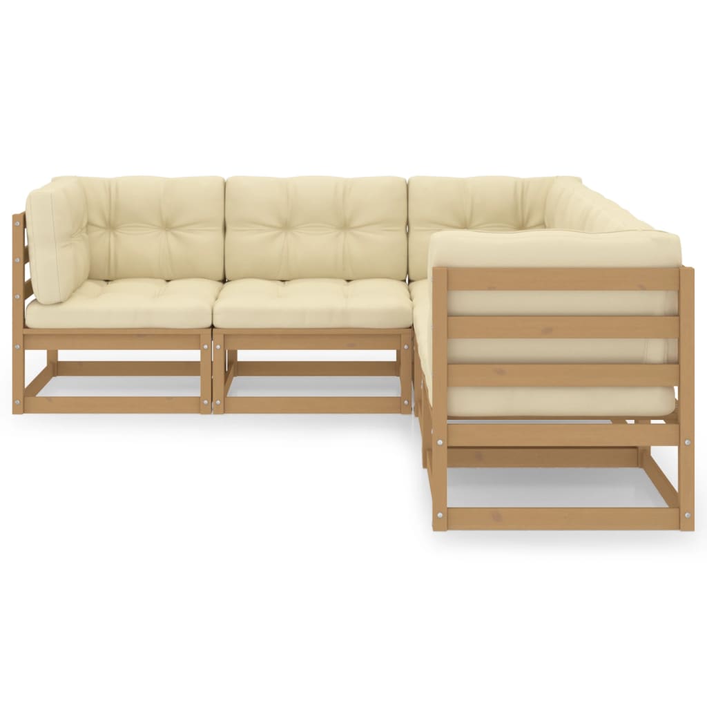 Set Divani da Giardino 5 pz con Cuscini Legno Massello di Pino - homemem39