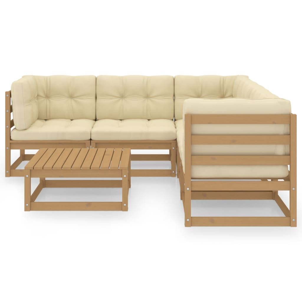 Set Divani da Giardino 6 pz con Cuscini Legno Massello di Pino - homemem39